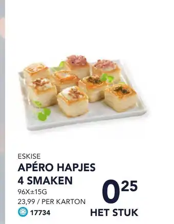 Bidfood Eskise apero hapjes 4 smaken het stuk aanbieding