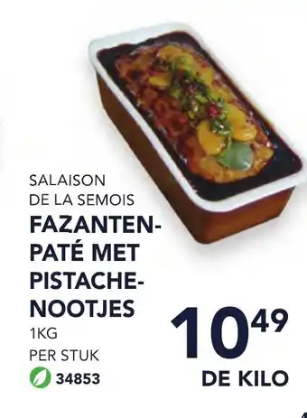 Salaison de la semois fazantenpate met pistachenootjes de kilo