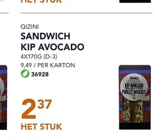 Qizini sandwich kip avocado het stuk