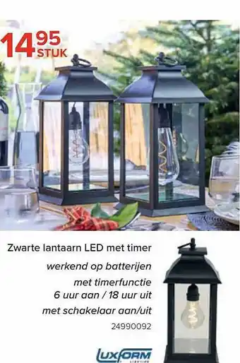 Zwarte lantaarn led met timer