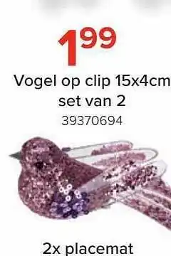 Euroshop Vogel op clip aanbieding