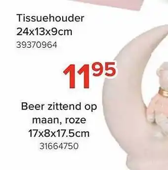 Euroshop Beer zittend op maan, roze aanbieding