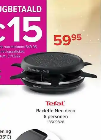 Euroshop Tefal raclette neo deco 6 personen aanbieding