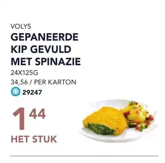 Bidfood Volys gepaneerde kip gevuld met spinazie het stuk aanbieding