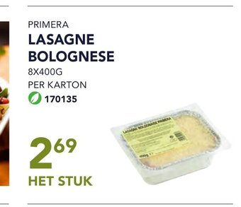Bidfood Primera lasagne bolognese het stuk aanbieding