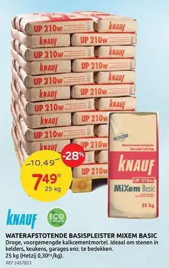 Brico Waterafstotende basispleister mixem basic knauf 25kg aanbieding