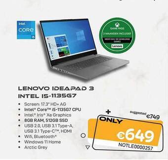 CompuDeals Lenovo ideapad 3 intel i5 aanbieding
