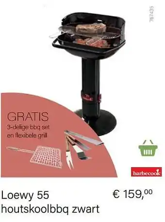 Multi bazar Loewy 55 houtskoolbbq zwart aanbieding