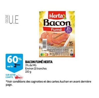 Auchan Bacon fume herta 150g aanbieding