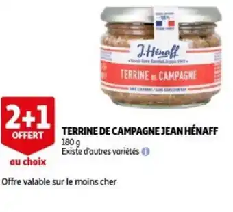 Auchan Terrine de campagne jean henaff 180g 2+1 offert aanbieding
