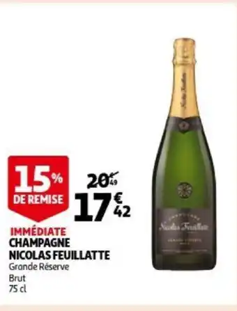Auchan Nicolas Feuillatte Champagne Grande Reserve Brut 75 cl aanbieding