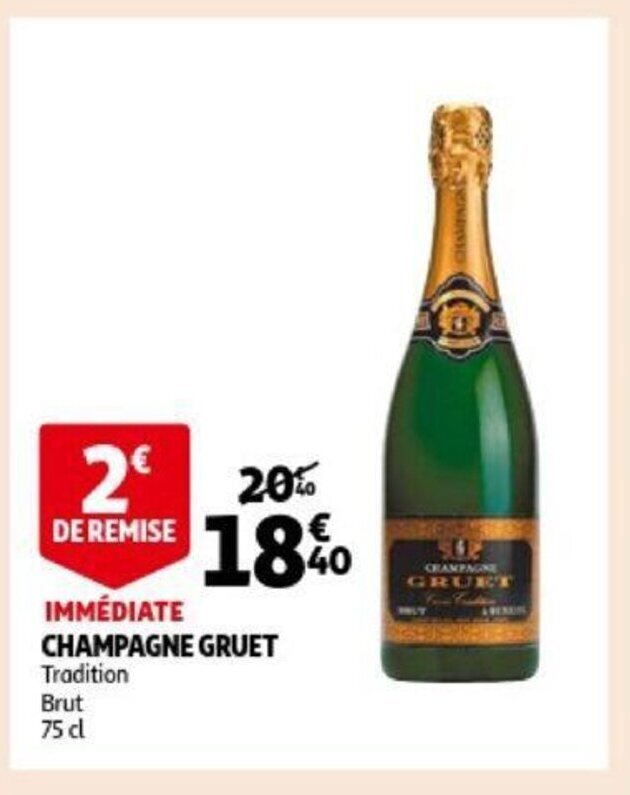 Champagne Gruet Tradition Brut 75cl promotie bij Auchan