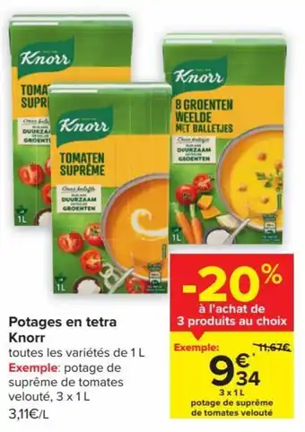 Carrefour Market Potages en tetra Knorr aanbieding