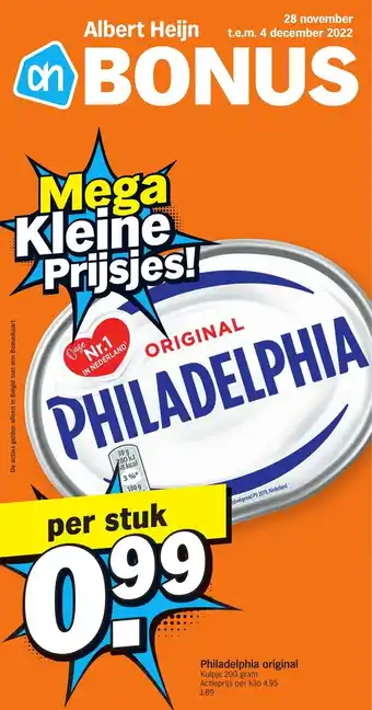 Albert Heijn Philadelphia Original Kulpje 200 gram Per stuk aanbieding