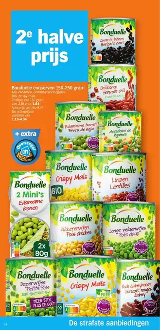 Albert Heijn Bonduelle Conserven 150-250 gram crispy mais 2 blikjes van 150 gram aanbieding
