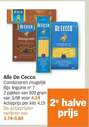 Albert Heijn Alle De Cecco linguine en 7 2 pakken van 500 gram aanbieding