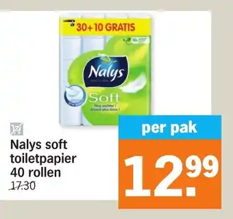 Albert Heijn Nalys soft toiletpapier 40 rollen per pak aanbieding