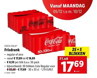 Lidl Coca-Cola Frisdrank Regular of Zero aanbieding