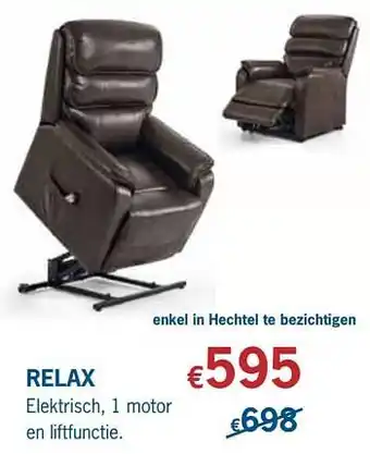 Relax stoel elektrisch, 1 motor en liftfunctie
