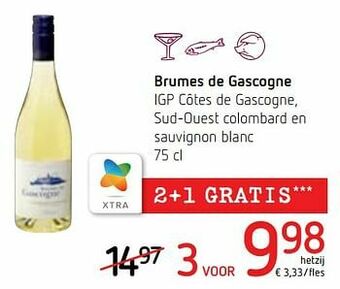 Brumes de gascogne igp côtes de gascogne, sud-ouest colombard en sauvignon blanc