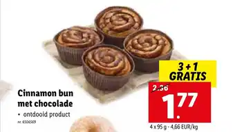 Lidl Cinnamon bun met chocolade 4 x 95g aanbieding