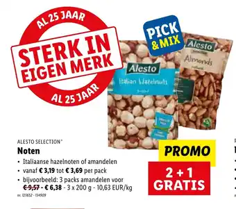 Lidl Alesto Selection Noten Italiaanse hazelnoten of amandelen 3 x 200g aanbieding