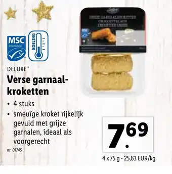 Lidl Deluxe Verse garnaal-kroketten 4 stuks 4 x 75g aanbieding