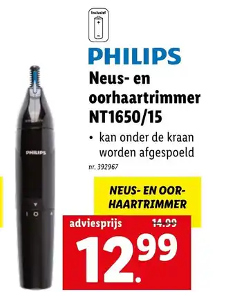 Lidl Philips Neun- en oorhaartrimmer NT1650/15 aanbieding