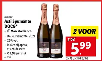 Lidl Allini Asti Spumante DOCG 2 voor 2 x 75 cl aanbieding