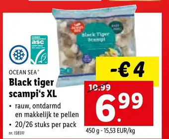 Lidl Ocean Sea Black tiger scampi's XL 450g aanbieding