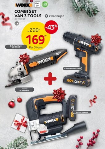 Brico Worx Combi Set Van 3 Tools aanbieding