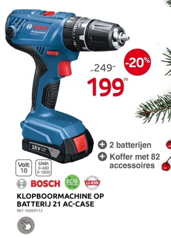 Brico Bosch Klopboormachine OP Batterij 21 AC-Case aanbieding
