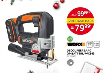 Brico Worx Decoupeerzaag Op Batterij WX543 aanbieding