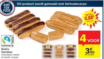 Carrefour Eclairs Carrefour Chocolade , Mokka of Vanille 4 Stuks aanbieding