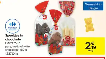 Carrefour Speeltjes in Chocolade Carrefour Pure, Melk of witte Chocolade 180g aanbieding