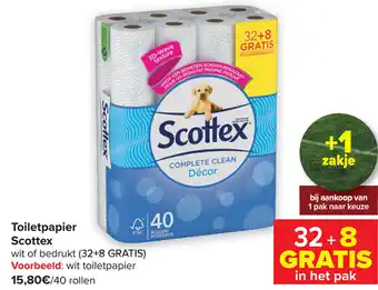 Carrefour Scottex Toiletpapier Wit of Bedrukt (32+8 Gratis) aanbieding