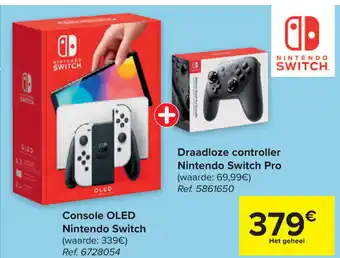 Carrefour Nintendo Switch Console Oled + Draadloze Controller aanbieding