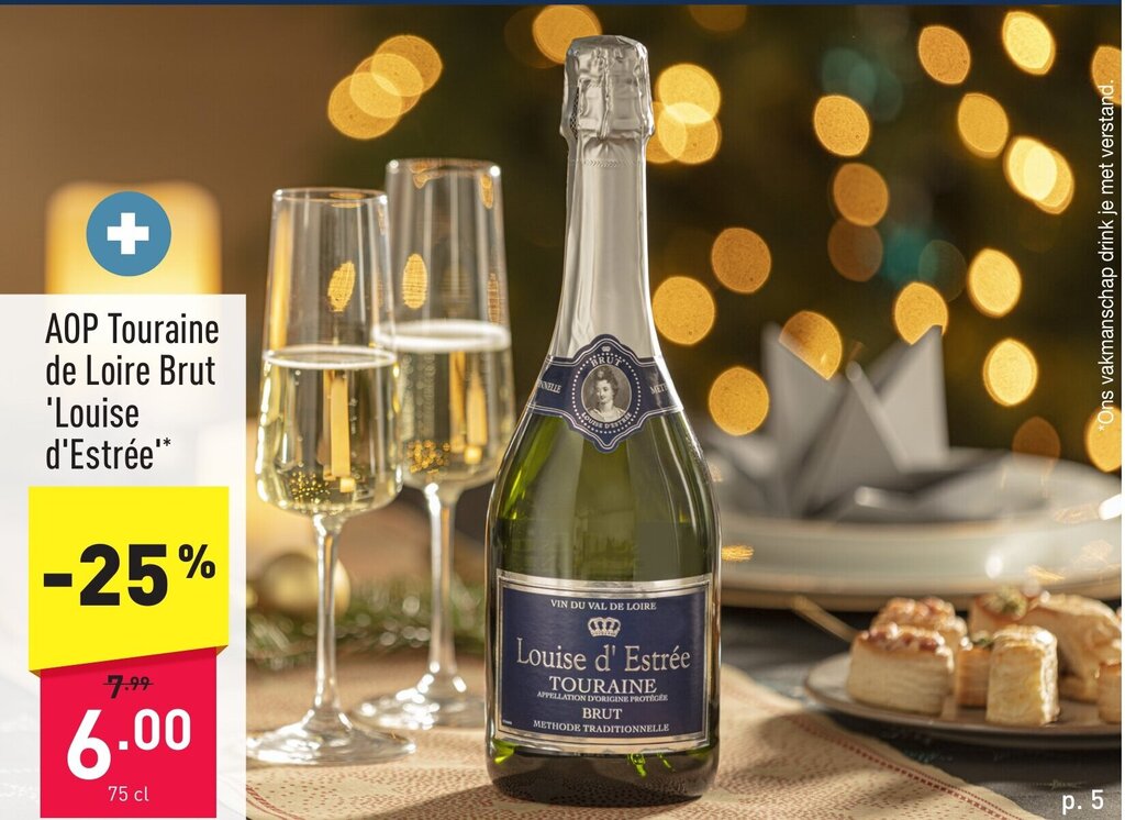 ALDI AOP Touraine de Loire Brut Louise d' Estree 75cl aanbieding