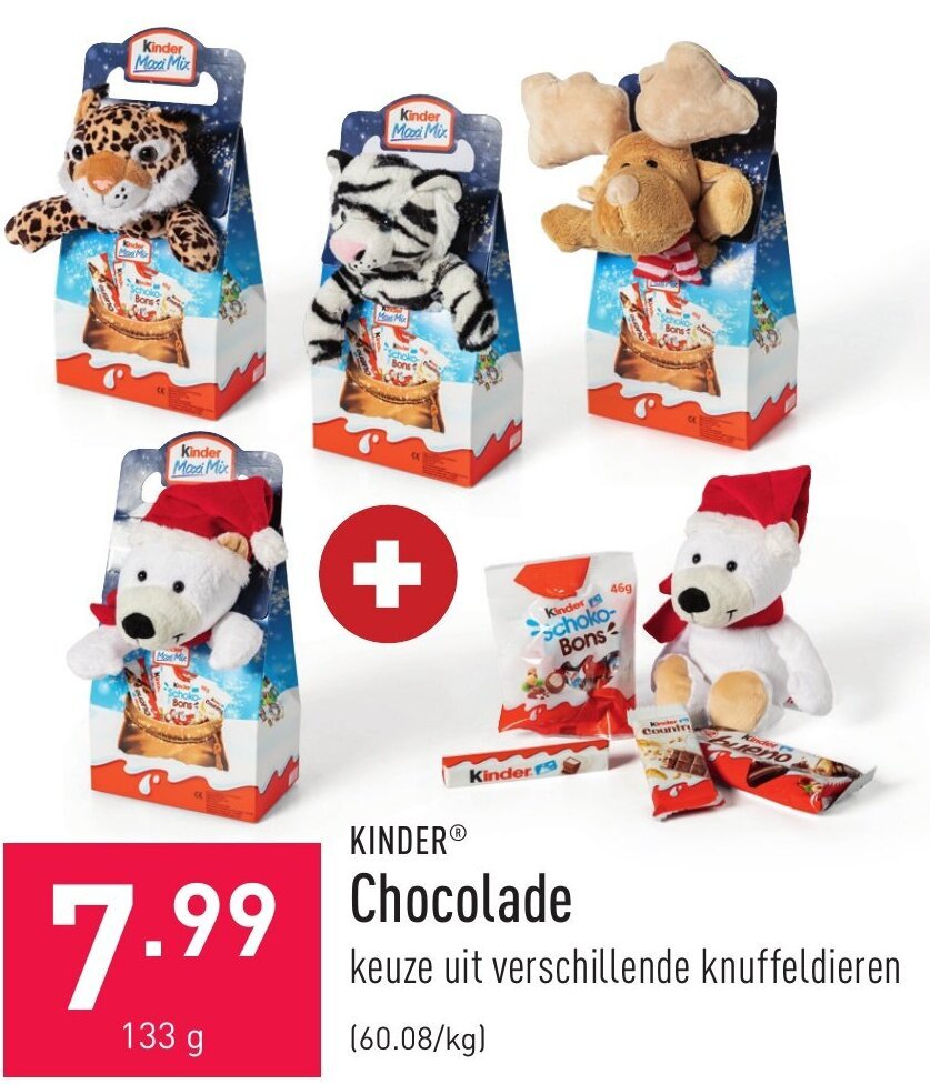 Kinder Chocolade 133g promotie bij ALDI