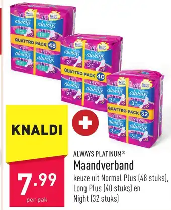 ALDI Always Platinum Maandverband aanbieding