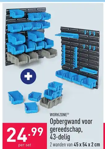 ALDI Work Zone Opbergwand voor Gereedschap 43-Delig aanbieding