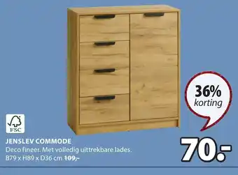 Jysk Jenslev commode deco fineer B79xH89xD36cm aanbieding