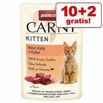 Zooplus Extra voordelig! Animonda Carny Maaltijdzakjes Kattenvoer 12 x 85 g - Rund, Kalf + Kip aanbieding