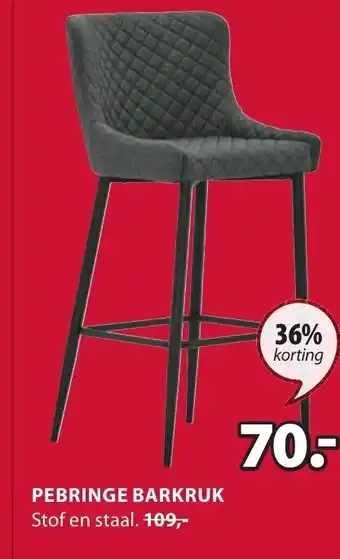 Jysk Pebringe barkruk stof en staal aanbieding