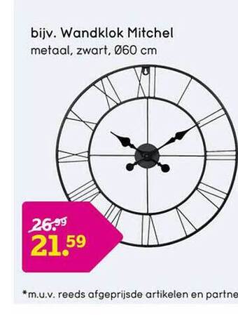 Leen Bakker Wandklok mitchel aanbieding