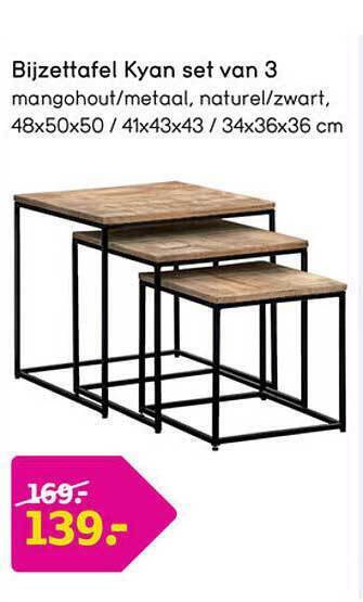 Leen Bakker Bijzettafel kyan set van 3 aanbieding