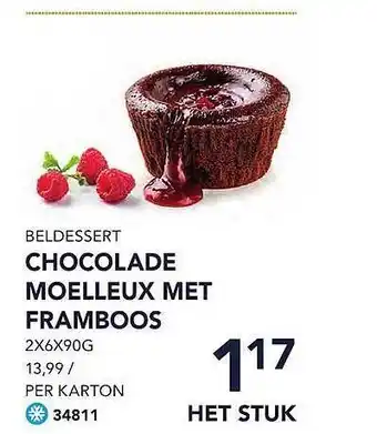 Beldessert chocolade moelleux met framboos