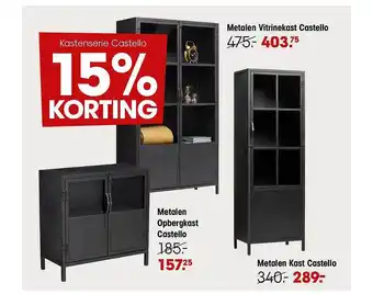 Kwantum Metalen vitrinekast castello, metalen opbergkast castello, metalen kast castello aanbieding