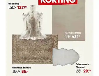 Kwantum Rendierhuid, vloerkleed stanford, vloerkleed mardi, schapenvacht shepherd aanbieding