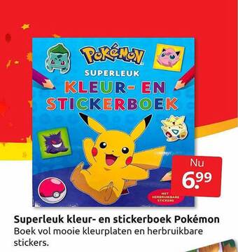 Boekenvoordeel Superleuk kleur- en stickerboek pokémon aanbieding